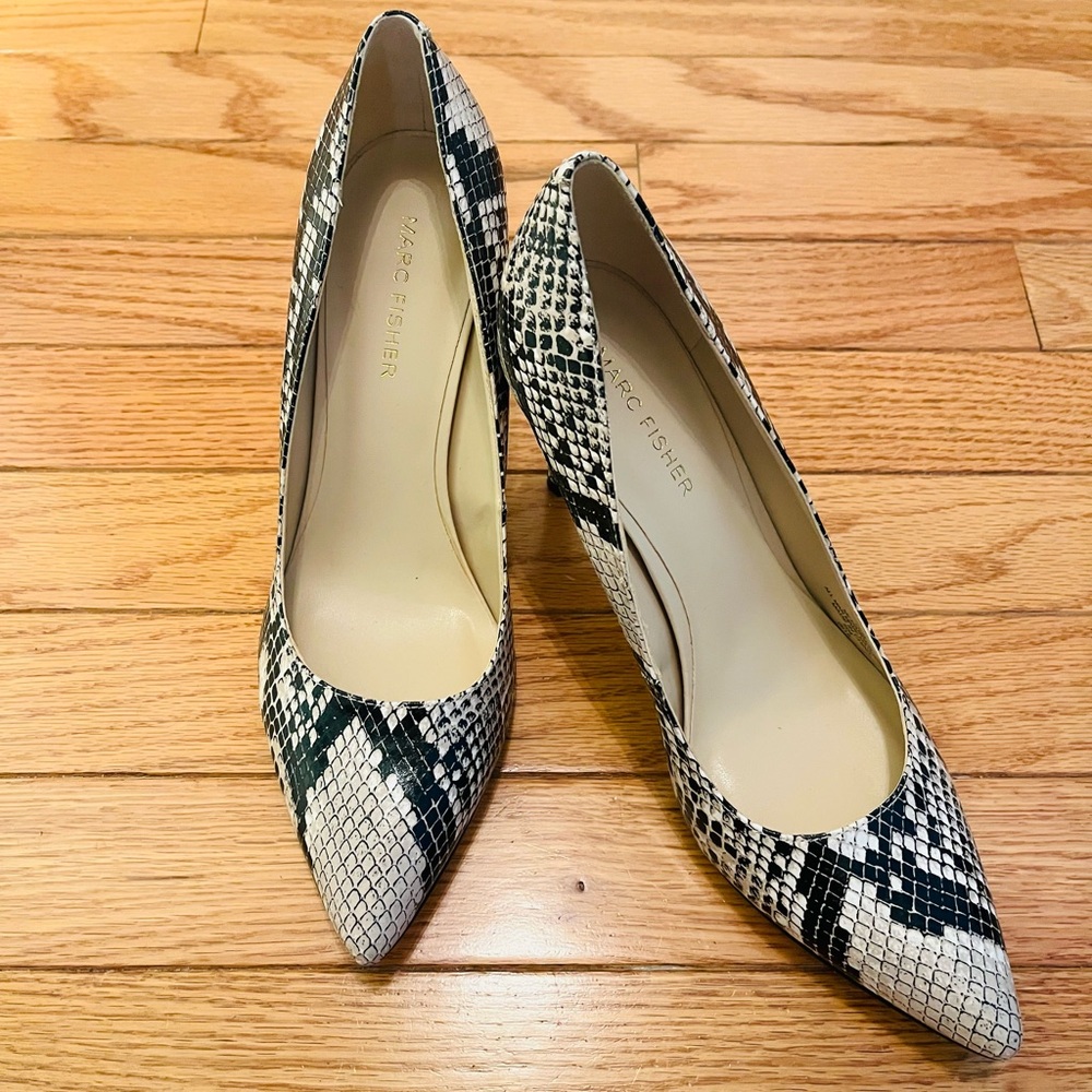 Marc Fisher Faux Snakeskin Print Heels
